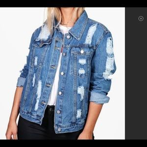 plus size off the shoulder jean jacket